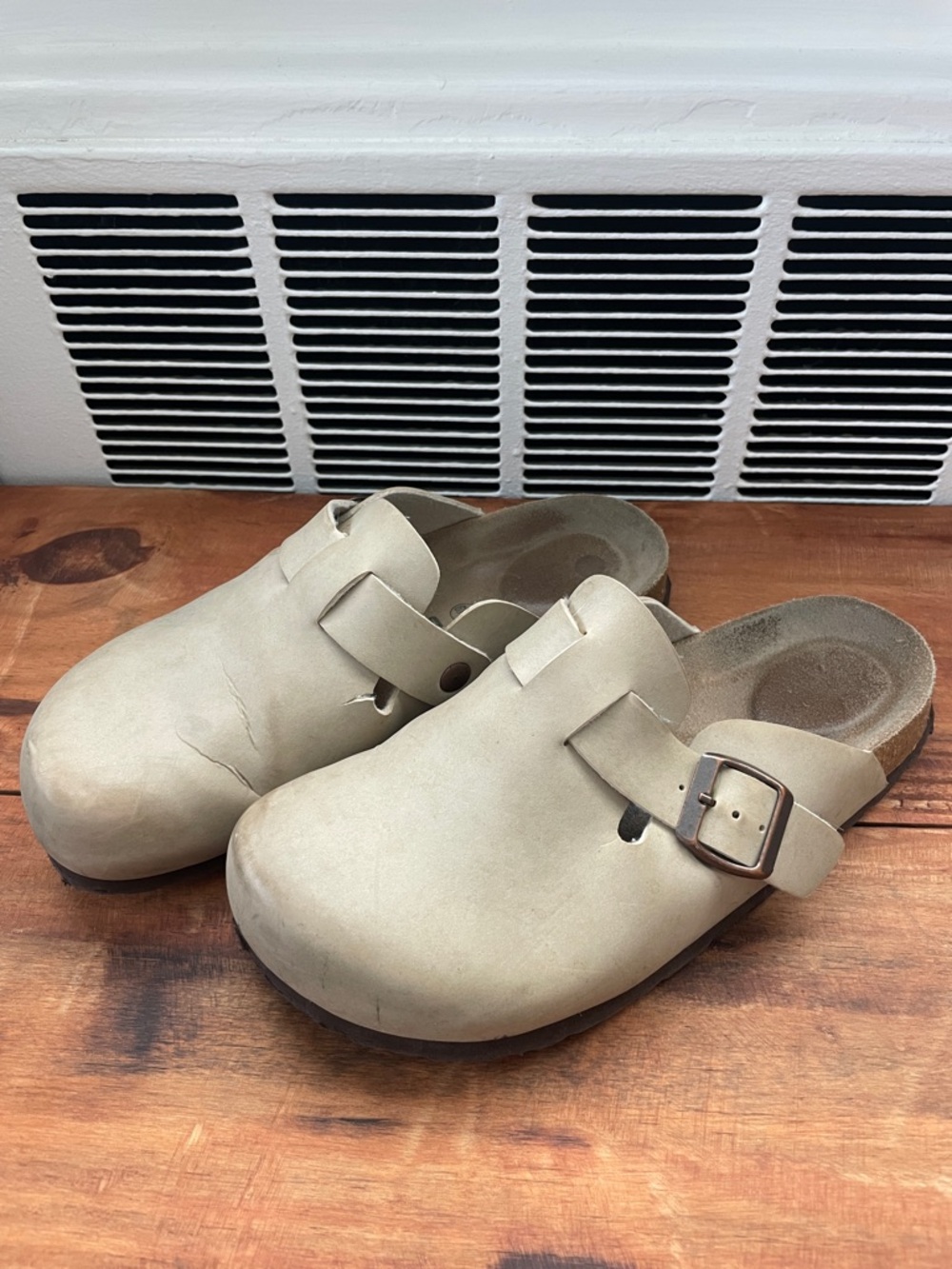 Neutral Beige Slip-On Clog with Buckle